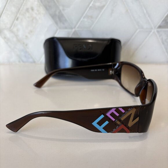 Brown Fendi Sunglasses Rectangle Colorful Brand Letters FS458 Case Designer main image 16
